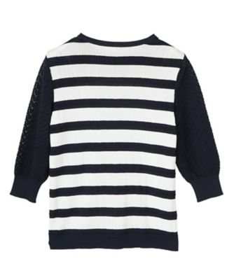 BALMAIN バルマン セーター レリアン ケーブルニット ボーダー ブルー BALMAIN(バルマン) ボーダーニットセーターKJ001K010 KJ001K010