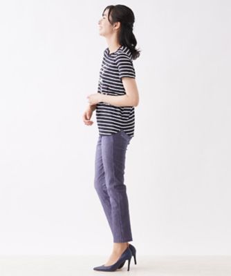 コード刺繍入りボーダーＴシャツ