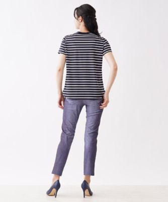 コード刺繍入りボーダーＴシャツ
