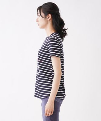 コード刺繍入りボーダーＴシャツ