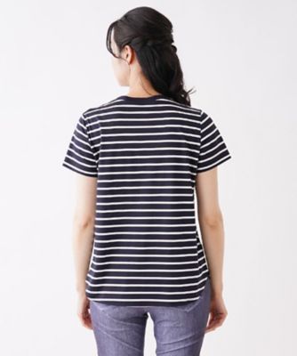 コード刺繍入りボーダーＴシャツ