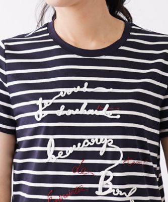 コード刺繍入りボーダーＴシャツ