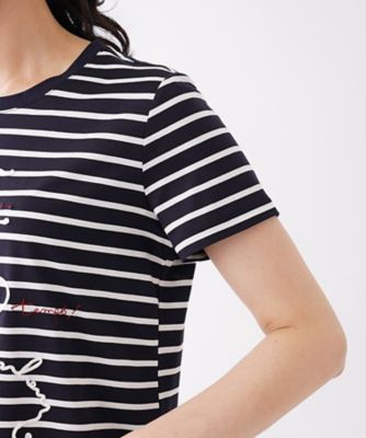 コード刺繍入りボーダーＴシャツ