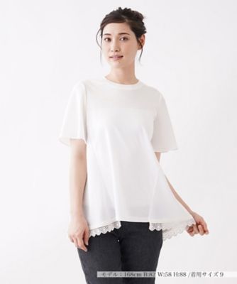 Leilian (Women)/レリアン レースつき半袖カットソー【Leilian:EZUMI】