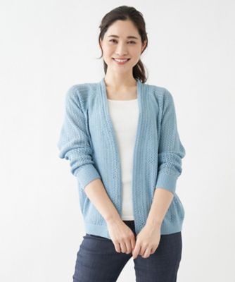 ＜Leilian (Women)＞透かし編みニットカーディガン
