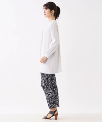 モザイク柄アンクル丈スリムパンツ