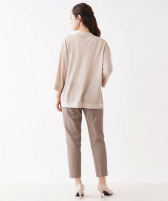 レリーフ柄Vネック7分袖カーディガン | Leilian (Women