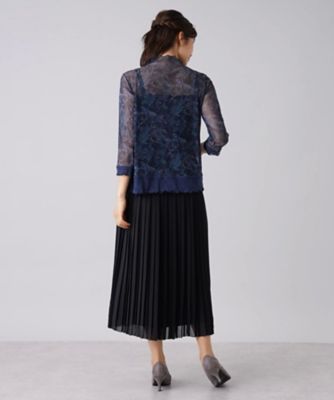 【パワーネット】シアーペイズリープリントハイネックカットソー