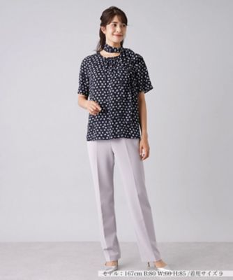 リボンベルト付きイニシャルロゴブラウス【ＲＯＣＨＡＳ　Ｐｒｅｍｉｅｒｅ】