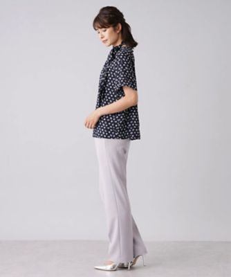 リボンベルト付きイニシャルロゴブラウス【ＲＯＣＨＡＳ　Ｐｒｅｍｉｅｒｅ】