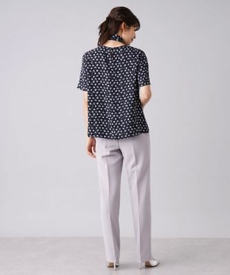 リボンベルト付きイニシャルロゴブラウス【ＲＯＣＨＡＳ　Ｐｒｅｍｉｅｒｅ】