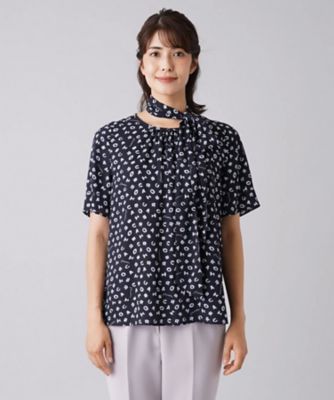 リボンベルト付きイニシャルロゴブラウス【ＲＯＣＨＡＳ　Ｐｒｅｍｉｅｒｅ】