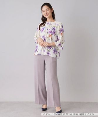 【新品未使用タグ付き】レリアン　ROCHAS フラワープリントブラウス　13＋ フラワープリントブラウス【ROCHAS Premiere