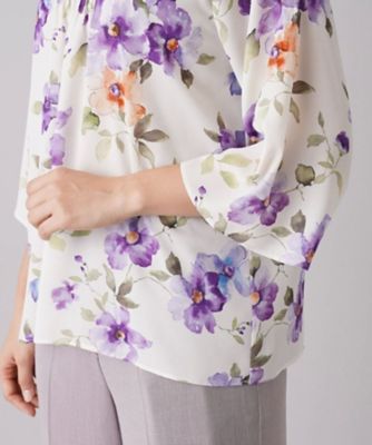 フラワープリントブラウス【ROCHAS Premiere