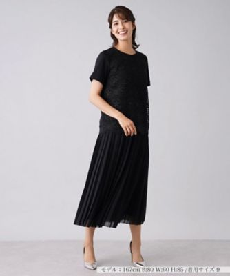 幾何学調レース切替クルーネックカットソー【ROCHAS