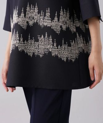 極美品✨Leilian 13＋ 洗える フラワープリントチュニック ボウタイ 極美品✨Leilian 13＋ 洗える フラワープリントチュニック ボウタイ