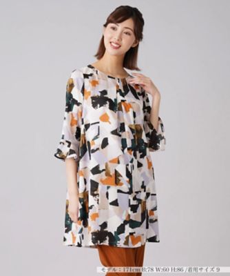＜Leilian (Women)＞ジオメトリック柄チュニックブラウス