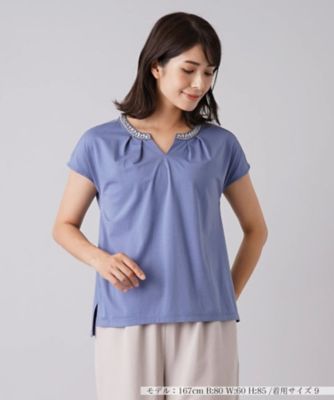 ＜Leilian (Women)＞ビジューキーネックカットソー