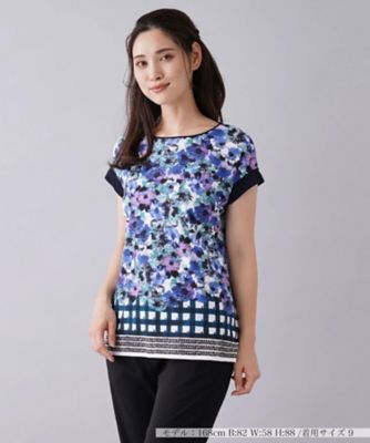 ＜Leilian (Women)＞フラワー柄ボートネックカットソー