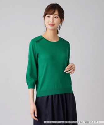 ＜Leilian (Women)＞ショルダーボタンクルーネックニット