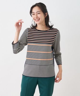 ＜Leilian (Women)＞マルチボーダー７分袖ニット