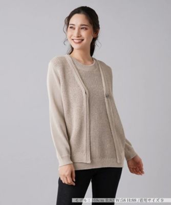 ＜Leilian (Women)＞編地切替ニットカーディガン