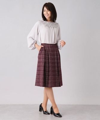 チェック柄ミディ丈スカート