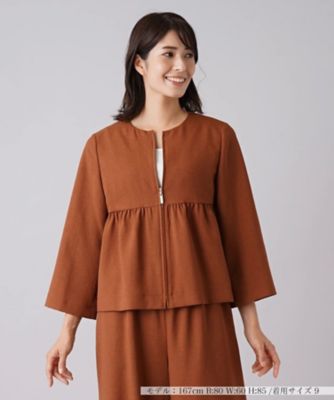 ＜Leilian (Women)＞【セットアップ対応商品】洗えるペプラム切替ノーカラージャケット