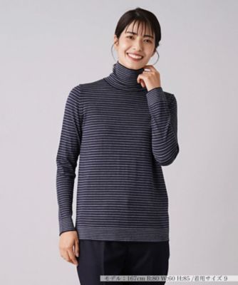 ＜Leilian (Women)＞マルチボーダー柄ハイネックカットソー