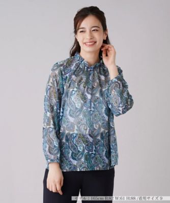 ＜Leilian (Women)＞ペイズリー柄スタンドネックブラウス【ＲＯＣＨＡＳ　Ｐｒｅｍｉｅｒｅ】