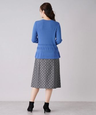 Leilian / レリアン ボーダー×リブ編みクルーネックニット【ROCHAS Premiere】 ボーダー×リブ編みクルーネックニット【ROCHAS Premiere