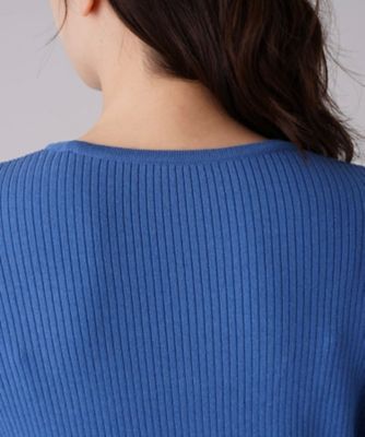 Leilian / レリアン ボーダー×リブ編みクルーネックニット【ROCHAS Premiere】 ボーダー×リブ編みクルーネックニット【ROCHAS
