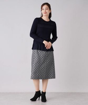 ボーダー×リブ編みクルーネックニット【ROCHAS