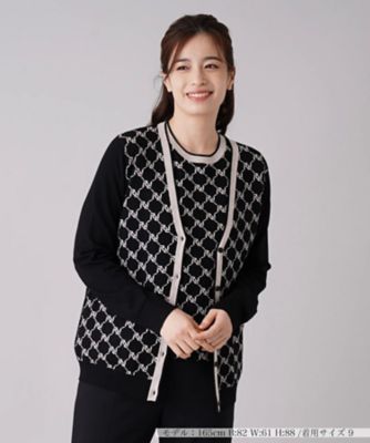 ＜Leilian (Women)＞モノグラム柄切替カーディガン【ＲＯＣＨＡＳ　Ｐｒｅｍｉｅｒｅ】