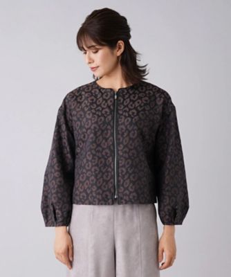 レオパード柄ジャカードジップジャケット