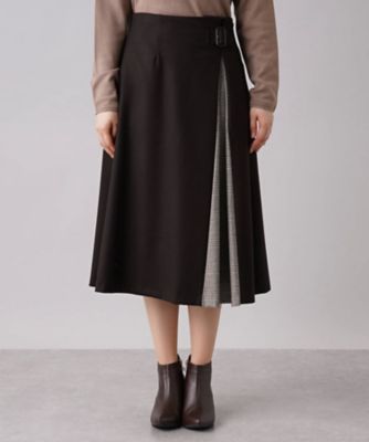グレンチェック切替フレアスカート【Ｌｅｉｌｉａｎ　ＷＨＩＴＥ　ＬＡＢＥＬ】