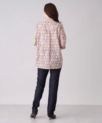 美品✨レリアン総柄街並みブラウス