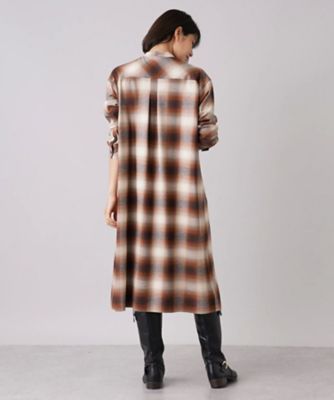 レリアン　長袖ワンピース　チェック オンブレチェックシャツワンピース | Leilian (Women)/レリアン