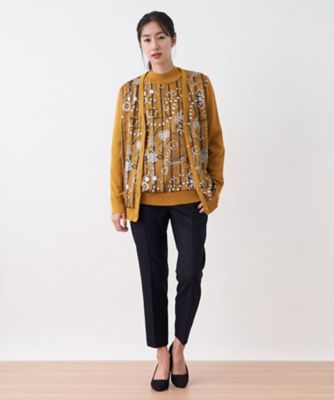 プリント切替Vネックカーディガン【ROCHAS プリント切替Vネックカーディガン【ROCHAS