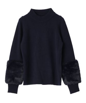 leilian - 極美品♪レリアン 袖レース ハイネック リブニット ハイゲージ 黒 ブラック ハイネックニットプルオーバー | Leilian (Women)/レリアン