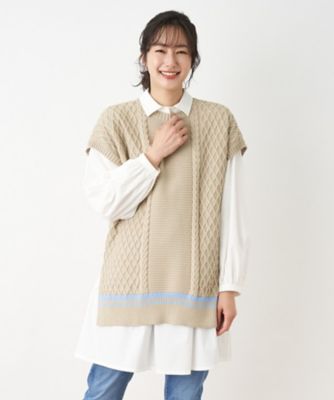 レリアン Leilian クロップド丈ベスト×リブニットトップス【BOURGE】 （バイオレット） Leilian（レリアン） クロップド丈ベスト×リブニットトップス