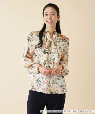 ＜Leilian (Women)＞フラワー柄ボウタイライクブラウス【ＲＯＣＨＡＳ　Ｐｒｅｍｉｅｒｅ】【ＲＡＴＴＩ】