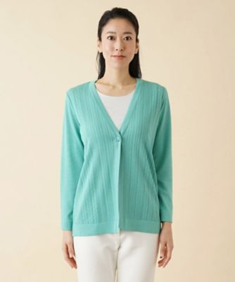 柄編みＶネックカーディガン【ＲＯＣＨＡＳ　Ｐｒｅｍｉｅｒｅ】