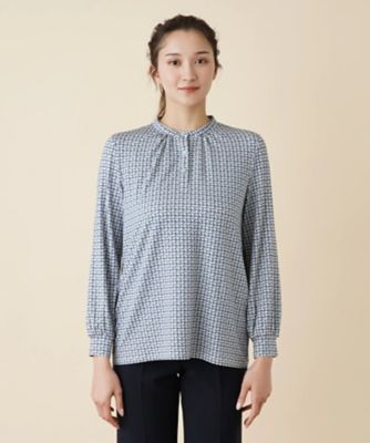【店頭人気】総柄バンドカラーブラウス【ＲＯＣＨＡＳ　Ｐｒｅｍｉｅｒｅ】