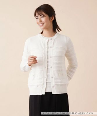 ＜Leilian (Women)＞ケーブルボーダーカーディガン