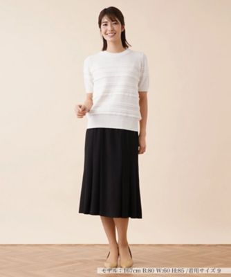 Leilian / レリアン ケーブルボーダークルーネックニット ケーブルボーダークルーネックニット | Leilian (Women