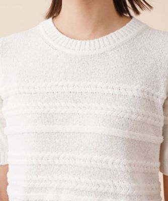 ケーブルボーダークルーネックニット | Leilian (Women