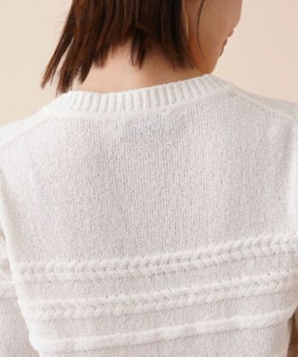 Leilian / レリアン ケーブルボーダークルーネックニット ケーブルボーダークルーネックニット | Leilian (Women