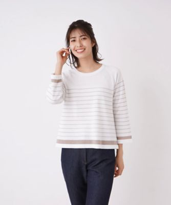 ＜Leilian (Women)＞ボーダークルーネックニット