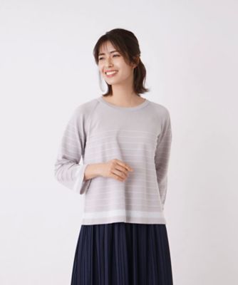 Leilian / レリアン ボーダーカットソー ボーダークルーネックニット | Leilian (Women)/レリアン | 三越